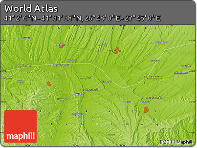 Physical Map of the Area around 41° 16' 52" N, 27° 16' 29" E