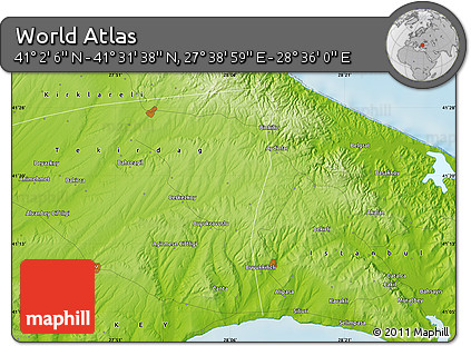 Physical Map of the Area around 41° 16' 52" N, 28° 7' 30" E
