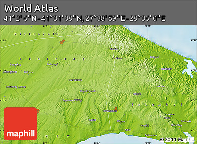 Physical Map of the Area around 41° 16' 52" N, 28° 7' 30" E