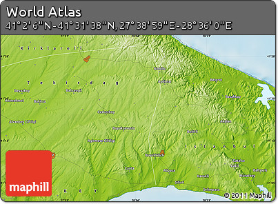 Physical Map of the Area around 41° 16' 52" N, 28° 7' 30" E