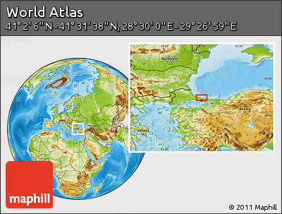 Physical Location Map of the Area around 41° 16' 52" N, 28° 58' 30" E
