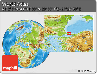Physical Location Map of the Area around 41° 16' 52" N, 28° 58' 30" E