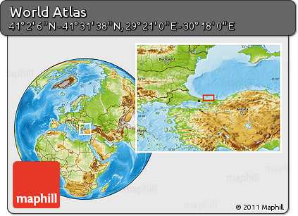 Physical Location Map of the Area around 41° 16' 52" N, 29° 49' 30" E