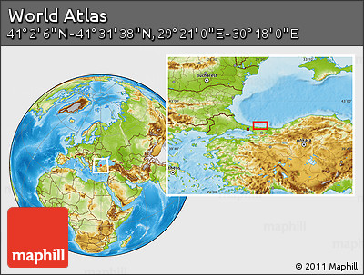 Physical Location Map of the Area around 41° 16' 52" N, 29° 49' 30" E