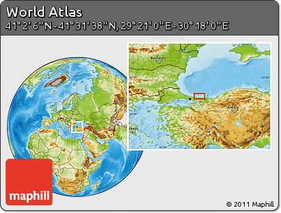 Physical Location Map of the Area around 41° 16' 52" N, 29° 49' 30" E