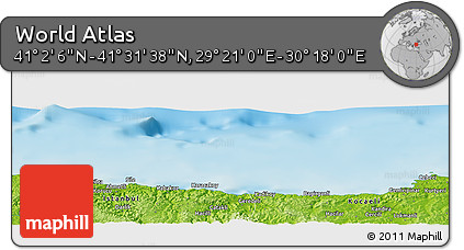 Physical Panoramic Map of the Area around 41° 16' 52" N, 29° 49' 30" E