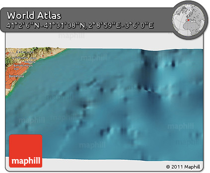 Satellite 3D Map of the Area around 41° 16' 52" N, 2° 37' 30" E