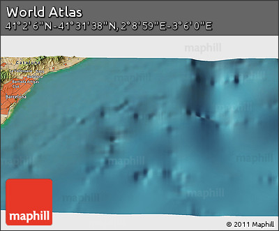 Satellite 3D Map of the Area around 41° 16' 52" N, 2° 37' 30" E