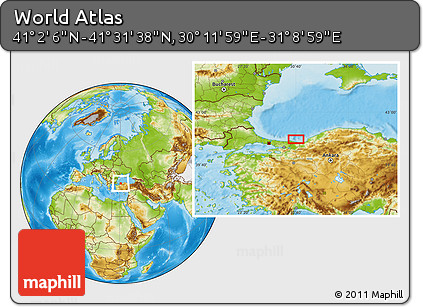 Physical Location Map of the Area around 41° 16' 52" N, 30° 40' 29" E