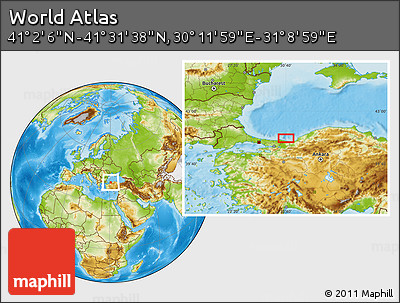 Physical Location Map of the Area around 41° 16' 52" N, 30° 40' 29" E