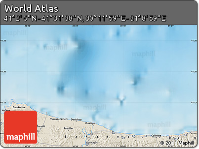 Shaded Relief Map of the Area around 41° 16' 52" N, 30° 40' 29" E