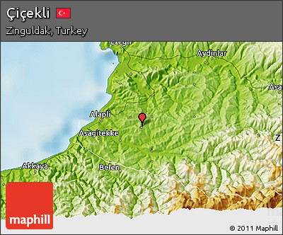 Physical 3D Map of Çiçekli