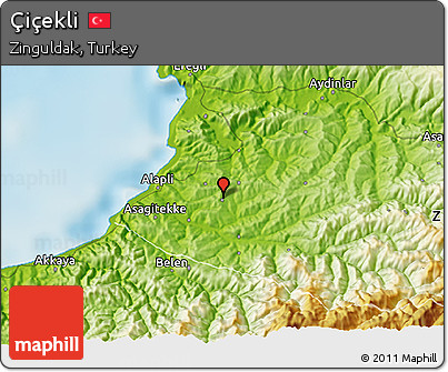 Physical 3D Map of Çiçekli