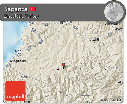 Shaded Relief Map of Sapanca