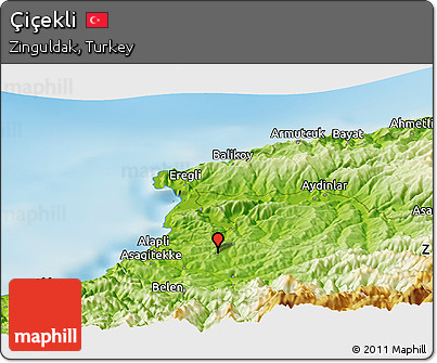 Physical Panoramic Map of Çiçekli