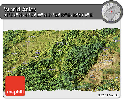 Satellite 3D Map of the Area around 41° 16' 52" N, 32° 22' 30" E