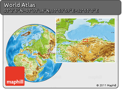 Physical Location Map of the Area around 41° 16' 52" N, 32° 22' 30" E
