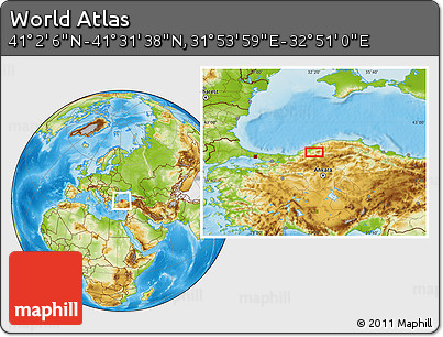 Physical Location Map of the Area around 41° 16' 52" N, 32° 22' 30" E