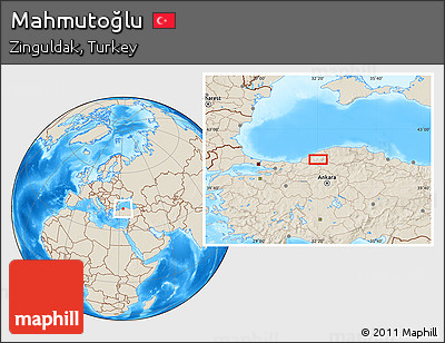 Shaded Relief Location Map of Mahmutoğlu