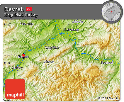 Physical Map of Devrek