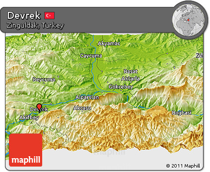 Physical Panoramic Map of Devrek