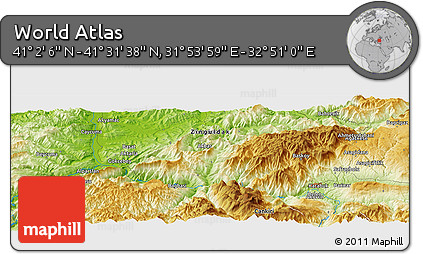 Physical Panoramic Map of the Area around 41° 16' 52" N, 32° 22' 30" E