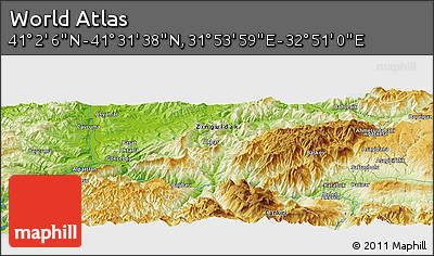 Physical Panoramic Map of the Area around 41° 16' 52" N, 32° 22' 30" E