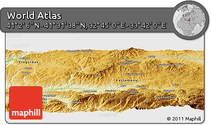 Physical Panoramic Map of the Area around 41° 16' 52" N, 33° 13' 30" E