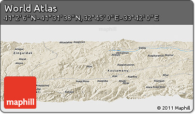 Shaded Relief Panoramic Map of the Area around 41° 16' 52" N, 33° 13' 30" E