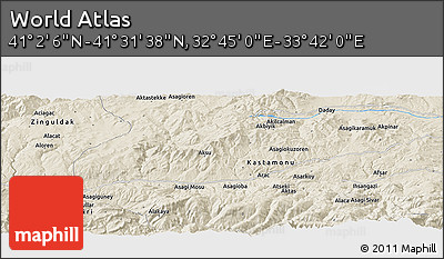 Shaded Relief Panoramic Map of the Area around 41° 16' 52" N, 33° 13' 30" E