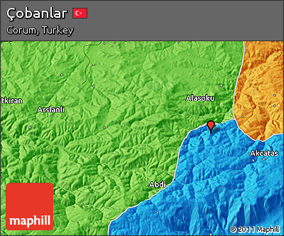 Political 3D Map of Çobanlar