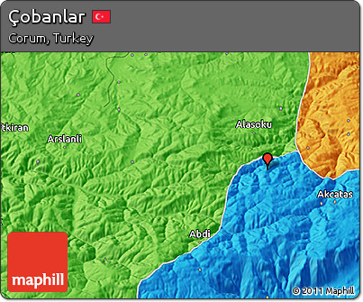 Political 3D Map of Çobanlar