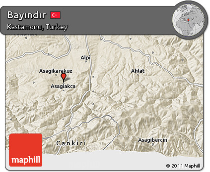 Shaded Relief 3D Map of Bayındır
