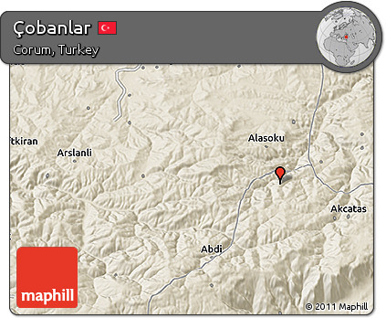 Shaded Relief 3D Map of Çobanlar