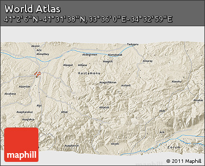 Shaded Relief 3D Map of the Area around 41° 16' 52" N, 34° 4' 30" E
