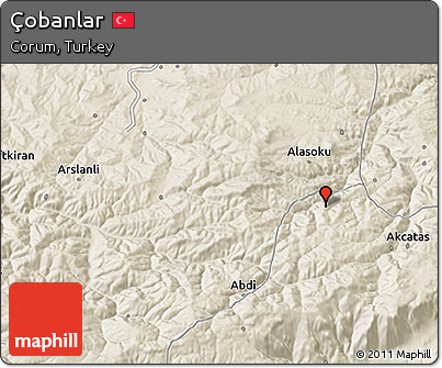 Shaded Relief 3D Map of Çobanlar