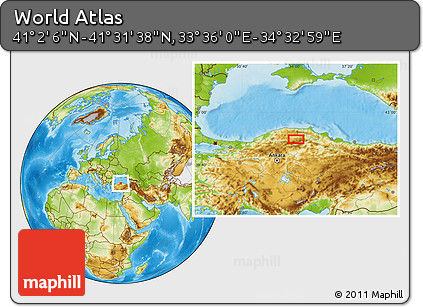 Physical Location Map of the Area around 41° 16' 52" N, 34° 4' 30" E