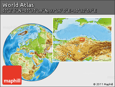 Physical Location Map of the Area around 41° 16' 52" N, 34° 4' 30" E