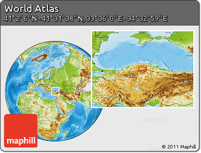 Physical Location Map of the Area around 41° 16' 52" N, 34° 4' 30" E