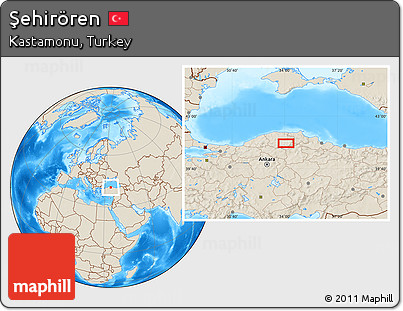 Shaded Relief Location Map of Şehirören