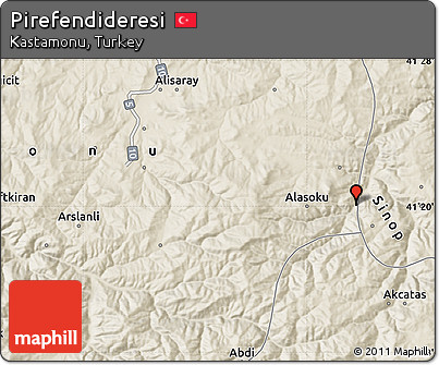 Shaded Relief Map of Pirefendideresi