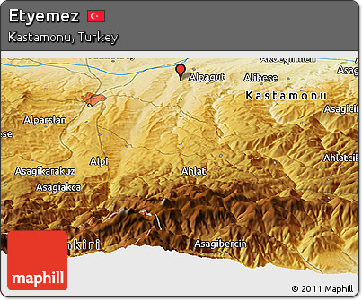 Physical Panoramic Map of Etyemez