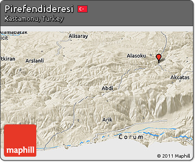 Shaded Relief Panoramic Map of Pirefendideresi