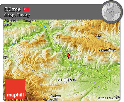 Physical 3D Map of Düzce