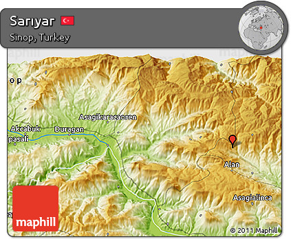 Physical 3D Map of Sarıyar
