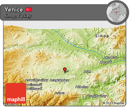 Physical 3D Map of Yenice