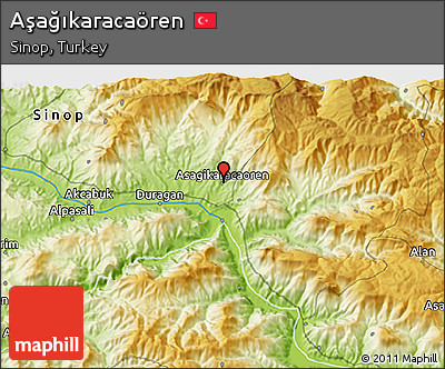 Physical 3D Map of Aşağıkaracaören
