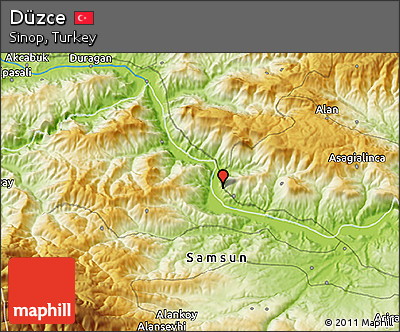 Physical 3D Map of Düzce