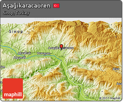 Physical 3D Map of Aşağıkaracaören