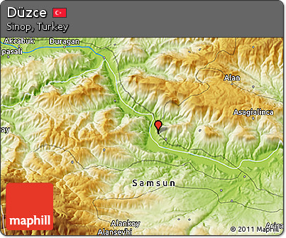 Physical 3D Map of Düzce